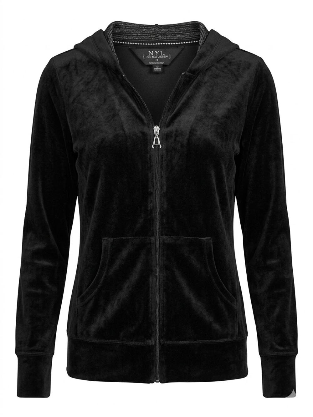 New York Laundry Black Velour Zip Hoodie Jacket